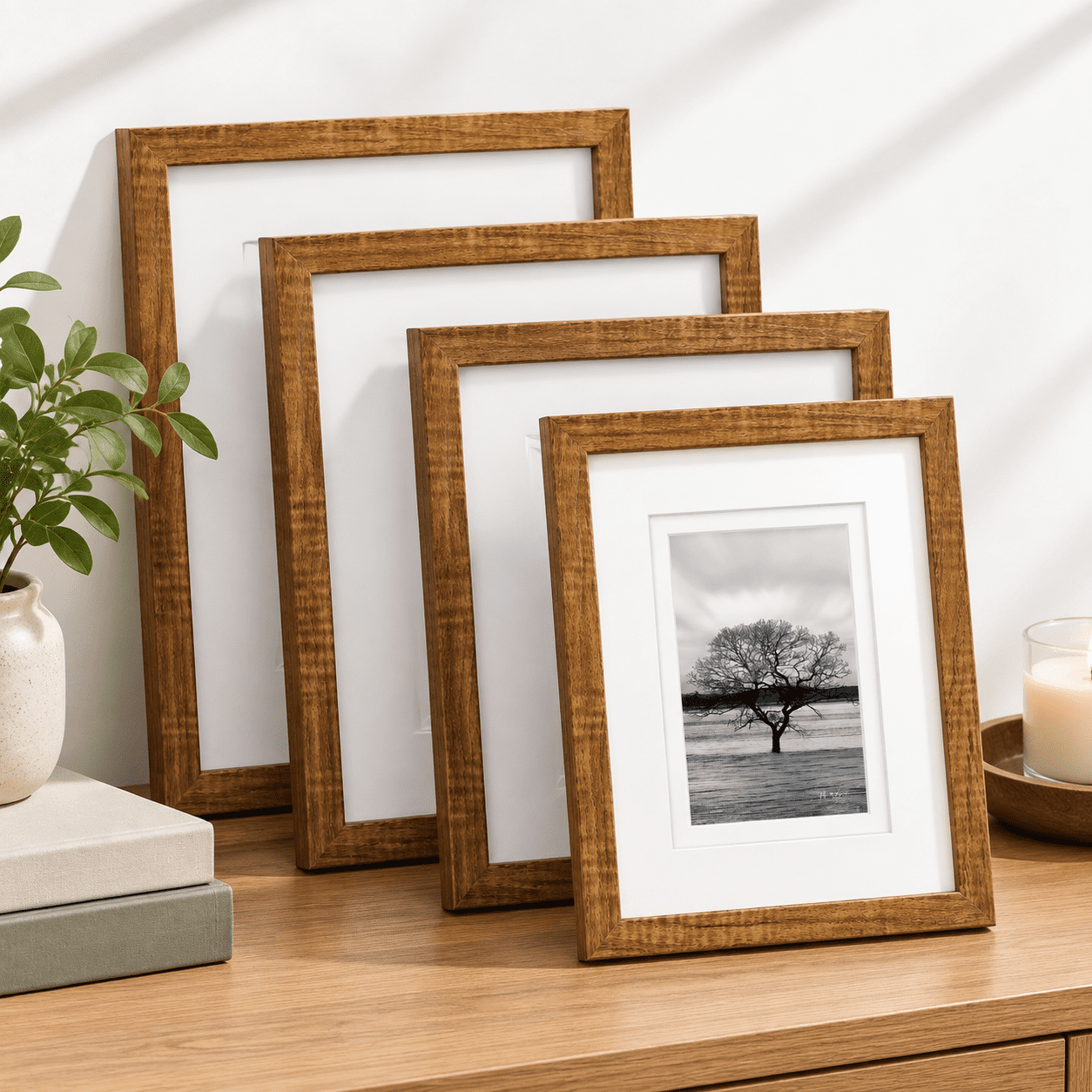 Mount Options Teak Wood 9x12 Solid Wood Picture Frame with Tabletop and Wall Mount ...