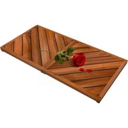 Teak Wood Bath Mat for Bathroom - 24.4" x 16.5" Non Slip Wooden Shower Mat Floor Sturdy Mats for Outside Inside Shower Luxury Spa Home or Outdoor