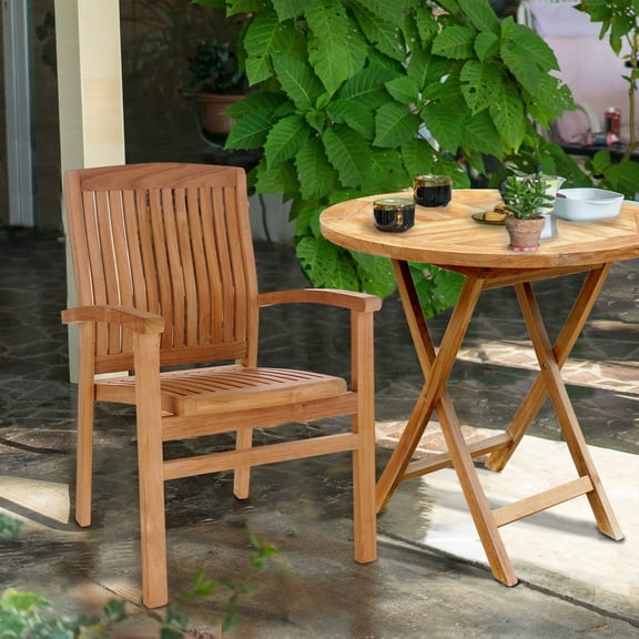 Teak Wood Belize Outdoor Patio Dining Arm Chair, A-Grade Teak Wood
