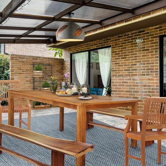 Teak Wood Bermuda Rectangular Outdoor Patio Bistro Dining Table, 55 x 35 inch, A-Grade Teak Wood