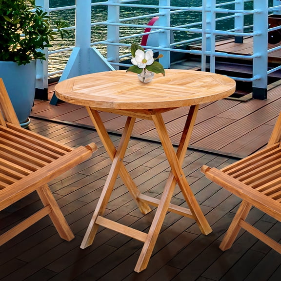 Teak Wood California Outdoor Folding Table, 36 inch