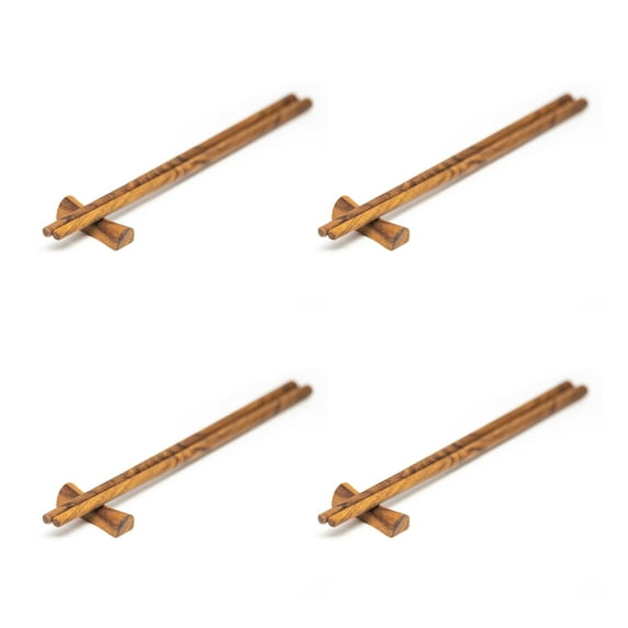 Teak Wood Chopsticks with Holder Set 4-Pair