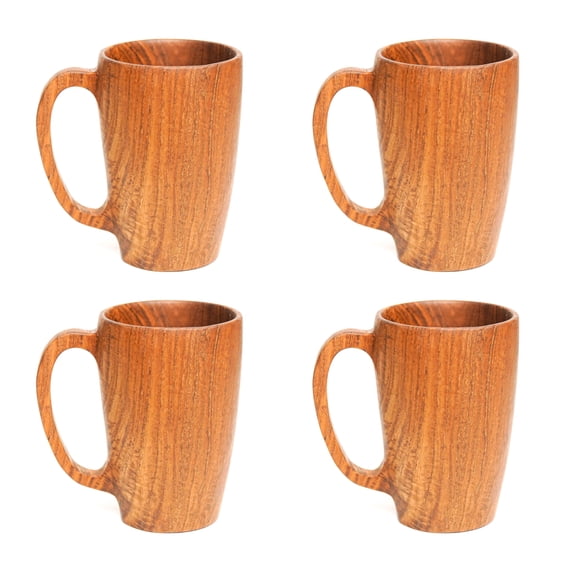 Teak Wood Coffee Mug 4-Pack