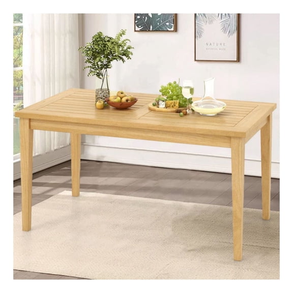 Teak Wood Coffee Table 20x35.5 Inch - Outdoor Slatted Side Table for Patio, Balcony, Garden - Natural Finish - Durable & Weather Resistant