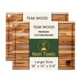 thumbnail image 1 of Teak Wood Cutting Board 18x14 Inch, Thin Solid Hardwood for Meat, Fruit, Bread & Cheese Prep w/Deep Juice Groove, Non-Toxic, BPA/Plastic Free, 2-Piece Set by New M Way, 1 of 3