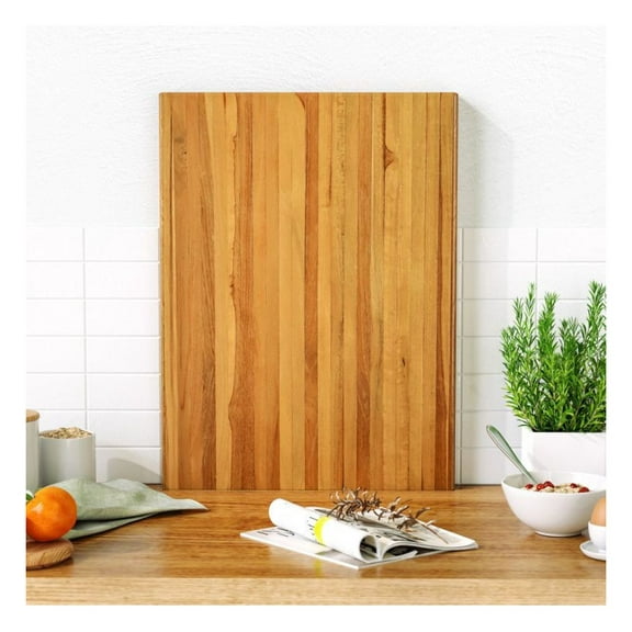 Teak Wood Cutting Board Extra Large 24 Inch  Reversible Wood Board with Handle, 24x18 Inch, Butcher Block for Kitchen, Charcuterie & Serving, Pre-Treated Safe Wood