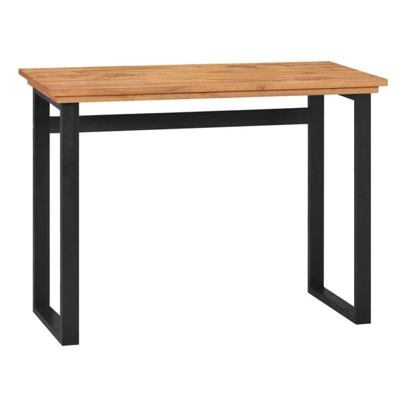 Teak Wood Desk 39.4"x17.7"x29.5", Solid Wood Computer Desk with Industrial Black Legs, Rustic Office Desk, Console Table