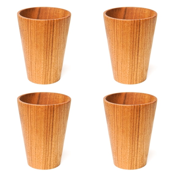 Teak Wood Drinking Cup 4-Pack