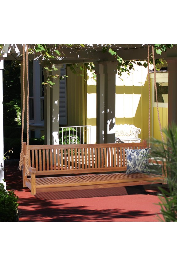 Teak Wood Elzas Triple Outdoor Patio or Porch Swing, A-Grade Teak Wood