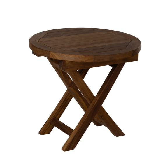 Teak Wood Folding Round Coffee Table, 20" - Outdoor, Camping & Patio Use