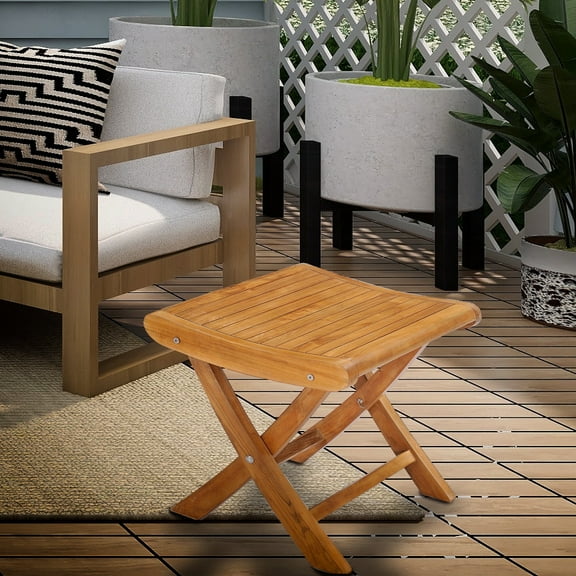 Teak Wood Italy Outdoor Patio Footstool / Side Table, A-Grade Teak Wood