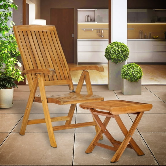 Teak Wood Miami Outdoor Patio Reclining/Folding Lounge and Dining Chair, A-Grade Teak Wood