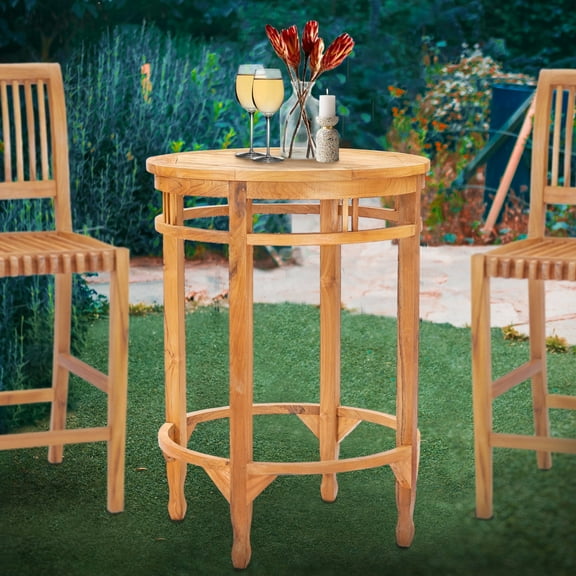 Teak Wood Orleans Outdoor Patio Dining Bar Table, Medium 32 inch, A-Grade Teak Wood