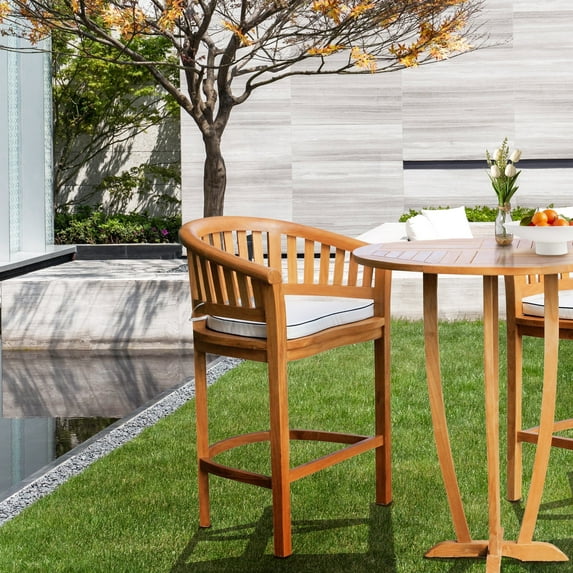 Teak Wood Peanut Heavy Duty Outdoor Patio and Garden Barstool, A-Grade Teak Wood