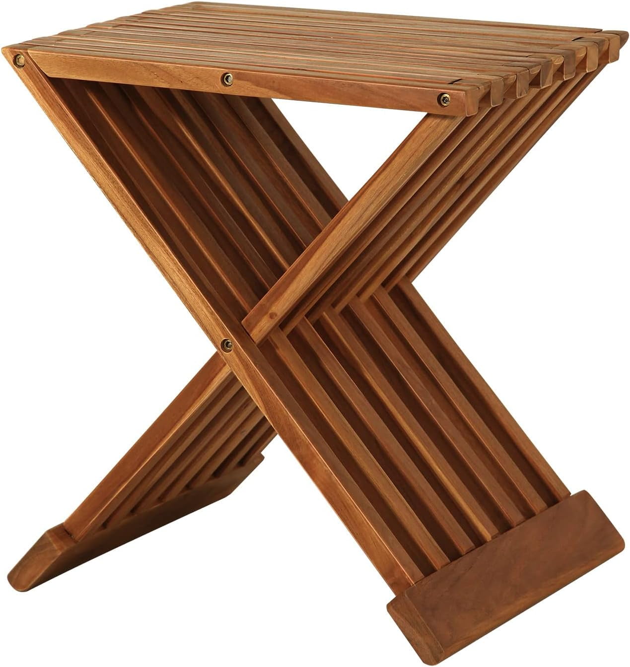 Teak Wood Shower Stool 17" Folding Seat Fully Assembled Waterproof