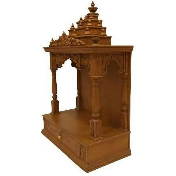 Teak Wood Temple for Home Wooden Temple Handcrafted Temple Pooja Mandir Handmade Temple Traditional Temple Puja Mandap Home Mandir Pooja Room Puja Ghar Indian Temple Hindu Mandir - AtoZ India Cart