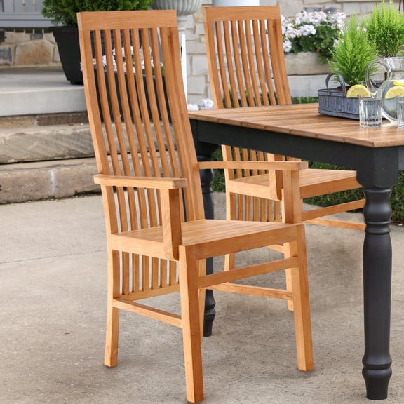 Teak Wood West Palm Outdoor Patio Dining Arm Chair, A-Grade Teak Wood