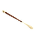 thumbnail image 1 of Teak Wood with Brass Accents Shoe Horn and Polishing Sponge., 1 of 1