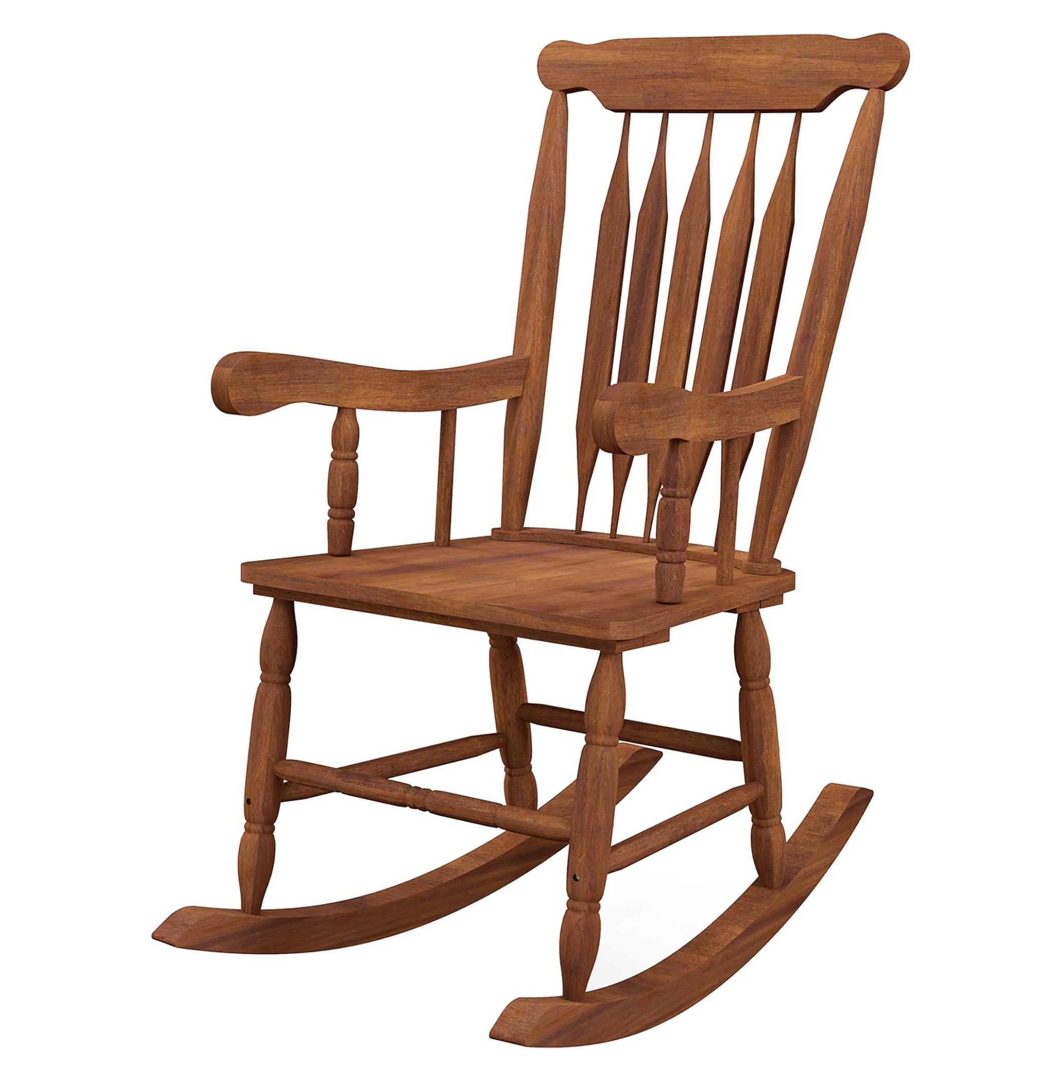 Teak Wooden Rocking Chair - High Back Outdoor Rocker for Patio, Porch ...