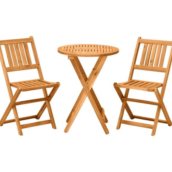Teak - like Finish Acacia Wood - No Assembly Needed - Deck and Garden Use - Compact Folding Storage