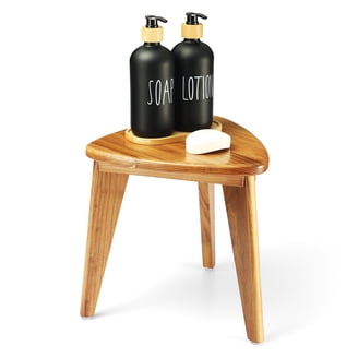Teak Shower Bench - Modern Waterproof Wood Seat with Shelf