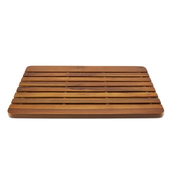 TeakCraft Teak Shower Mat, 24 Inch Non-Sliding Sauna, Spa, Bath Mat, The Troy
