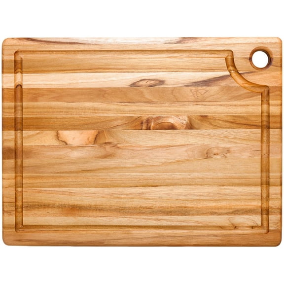 TeakHaus Edge Grain Carving Board w/Corner Hole + Juice Canal (Rectangle) | 16" x 12" x 0.75"