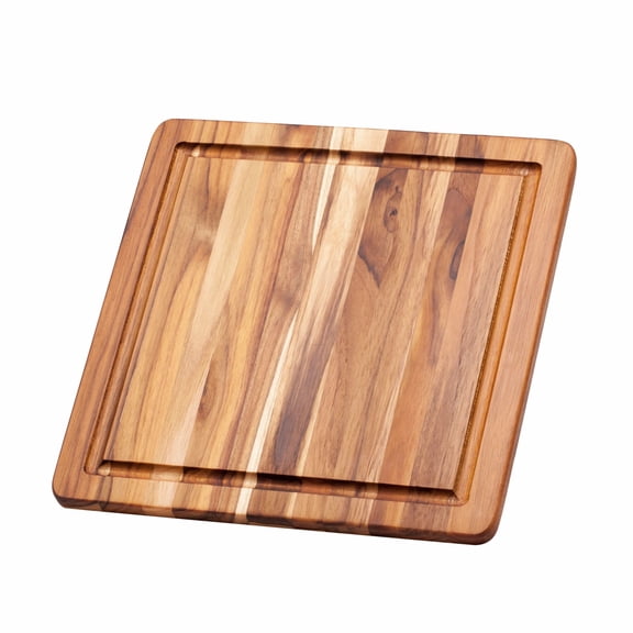 TeakHaus Edge Grain Cutting/Serving Board + Juice Canal (Square) | 11.75 x 11.75 x 0.5