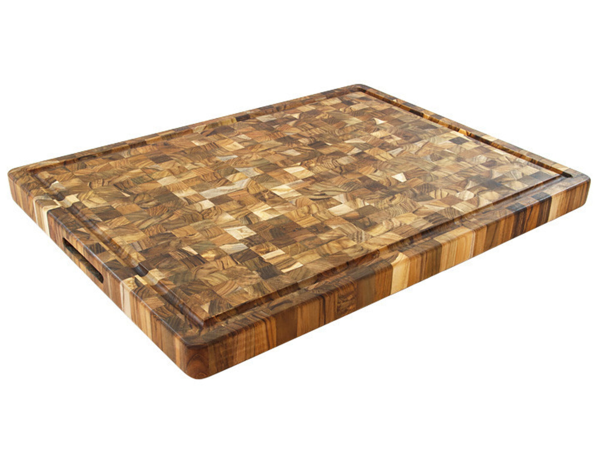 Large Teak Rectangular Wood Chopping Block with Juice Groove