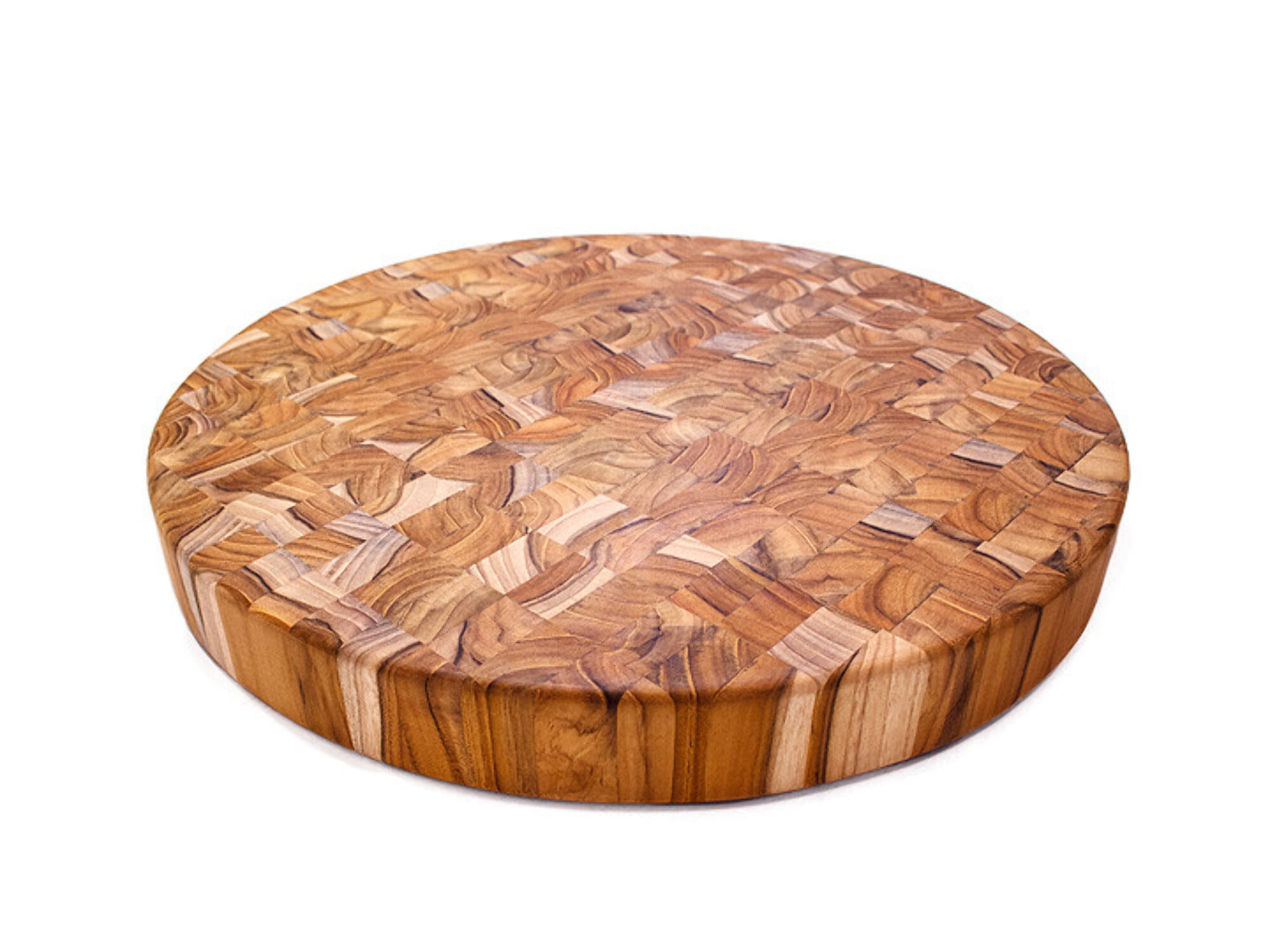 18" Round Teak End Grain Cutting Board