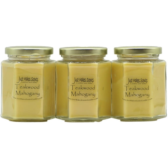 Teakwood Mahogany 3-Pack Soy Candle -Just Makes Scents Candles & Gifts