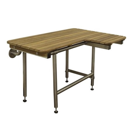 Teakworks4U ADA Compliant Left Hand Wall Mount Bench with Legs-Finish:Burmese Teak