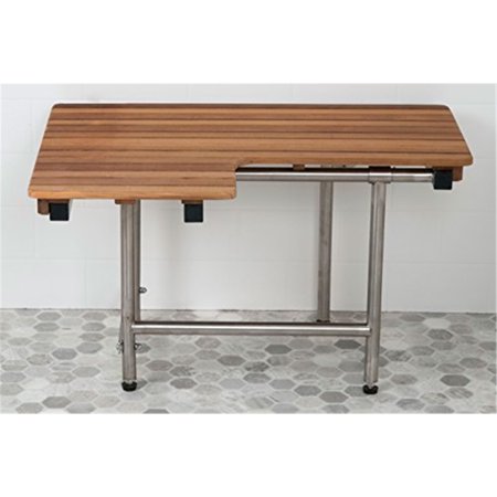Teakworks4U ADA Compliant Right Hand Wall Mount Bench with Legs-Finish:Burmese Teak