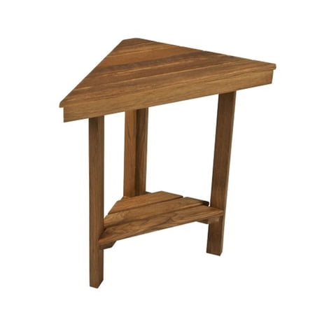 Teakworks4U Mini Corner Shower Bench with Shelf-Finish:Burmese Teak