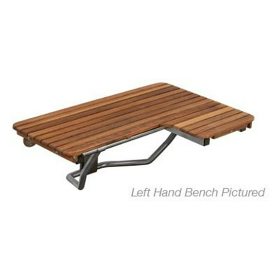 Teakworks4u ADA Compliant Right Hand Wall Mount Teak Bench 34x22.5