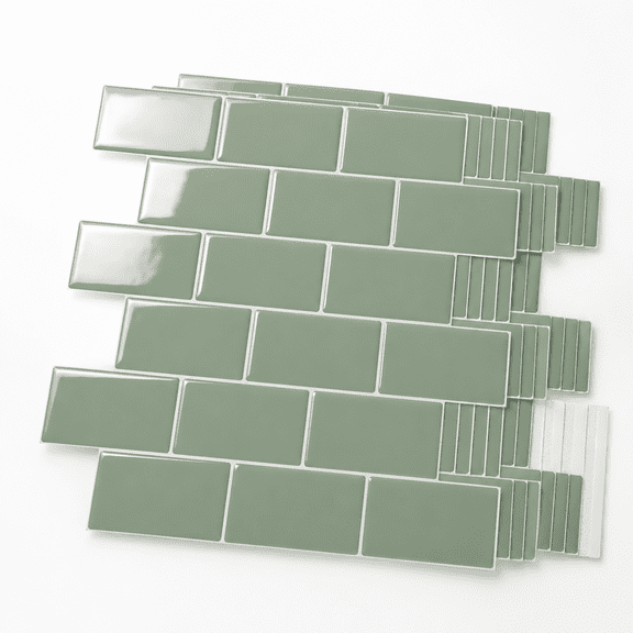 Teal 10-pack 12 x 12 Inch Peel and Stick Subway Tiles Backsplash