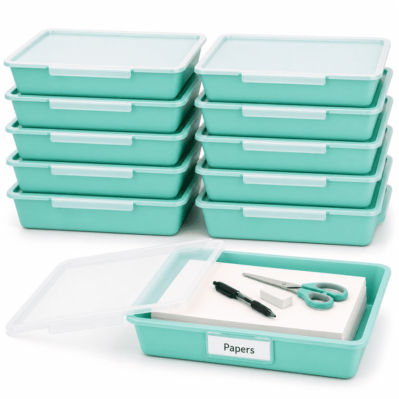 Teal 13x10in 12 Count Letter Size Paper Storage Bins