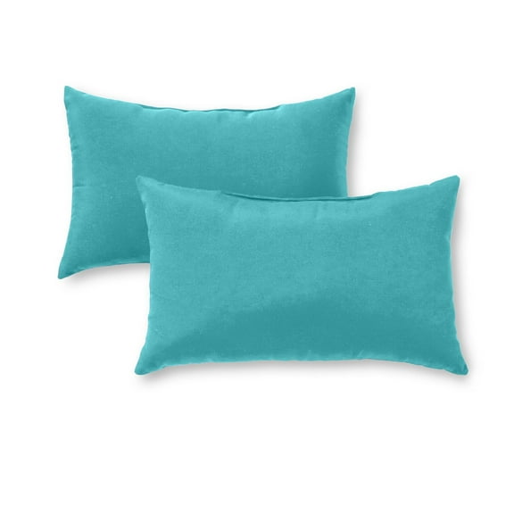 Teal 19 x 12 in. Outdoor Rectangle Throw Pillow (Set of 2) by Greendale Home Fashions