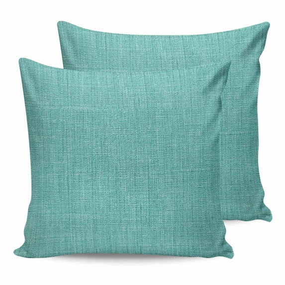 Teal 20x20 Pillow Covers Set of 2, Farmhouse Burlap Solid Green Color Modern Linen Texture Throw Pillow Covers Decorative Couch Cushion Case, Microfiber Square Pillowcases for Bedroom Car Living Room