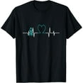thumbnail image 1 of Teal 22 Every Day Ribbon Heart Rate Veteran PTSD Awareness T-Shirt, 1 of 4