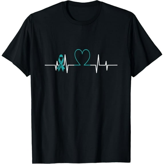 Teal 22 Every Day Ribbon Heart Rate Veteran PTSD Awareness T-Shirt