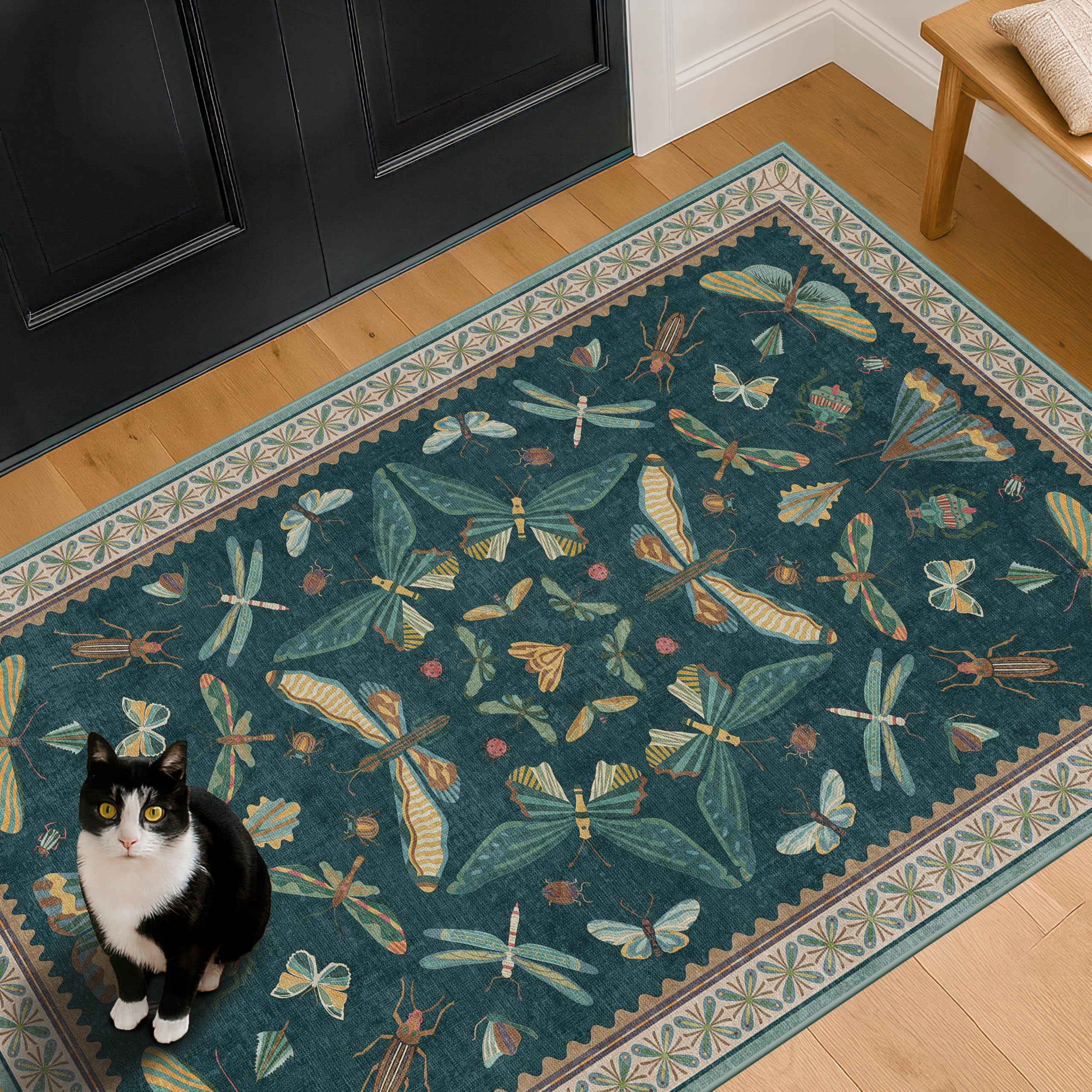 Teal Rug Kitchen Teal 3x4 Entryway Rug - Washable Door Indoor For Large Kitchen Living ...