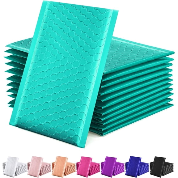 Teal 4x8 Inch Padded Bubble Mailers 50 Pack Self Seal Shipping Envelopes