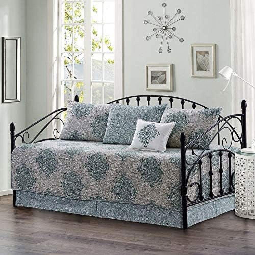 Teal 6 Piece Quilted Daybed Bedding Cover Set 75" X 39" With Bedskirt