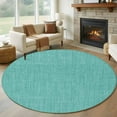thumbnail image 1 of Teal 6ft Round Rug, Farmhouse Burlap Solid Green Color Modern Linen Texture Non-Skid Rubber Backing Large Area Rugs - Living Room Bedroom Home Office, Indoor Floor Mat Carpets Washable Rug, 1 of 9