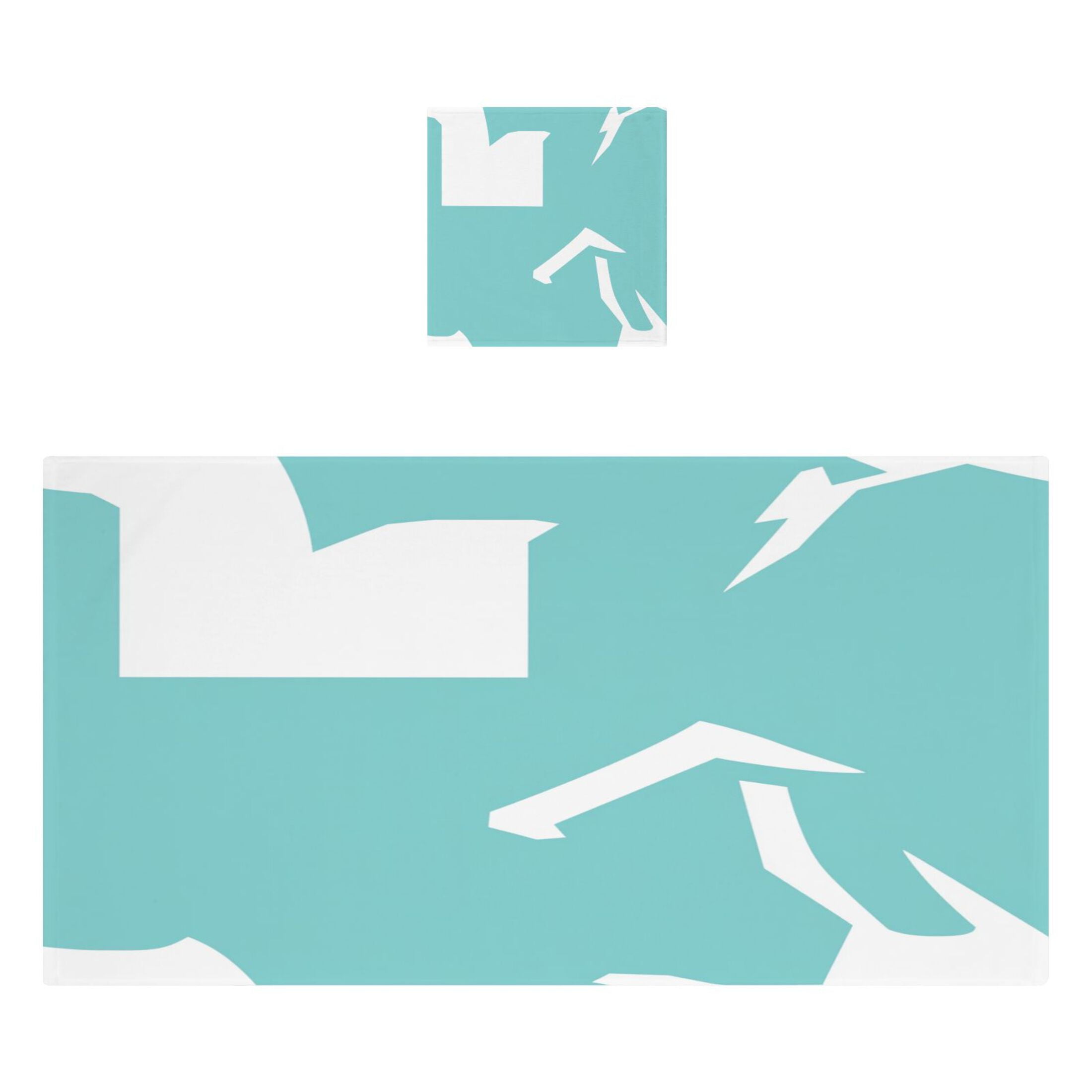 Teal Abstract Design 2 Piece Cotton Bath and Face Towel Set Soft and Absorbent, for Beach Pool Bathroom