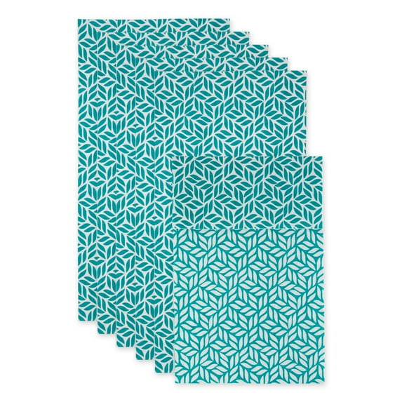 Teal Abstract Leaf Print Fridge Liner (Set of 6)