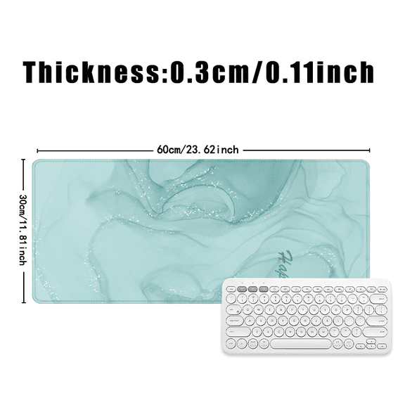 Teal Abstract Marble Mouse Pad 31.5 x 11.82 inches Rubber Desk Accessory for Office and Home Use
