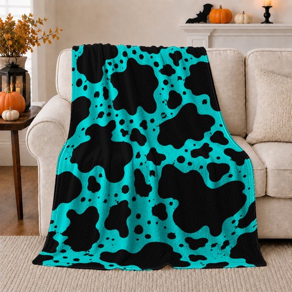 Teal Abstract Splatter Print, Dramatic Artistic Scene, Warm Flannel Blanket for Home Library and Reading Nook, Art Lovers Thanksgiving Gift, Artistic Home Decor