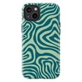 thumbnail image 1 of Teal Abstract Wavy Line iPhone Case – Retro Psychedelic Pattern Phone Cover, Modern Minimalist Vibe Compatible with iPhone 16 15 14 13 12 11 Pro Max, 1 of 6